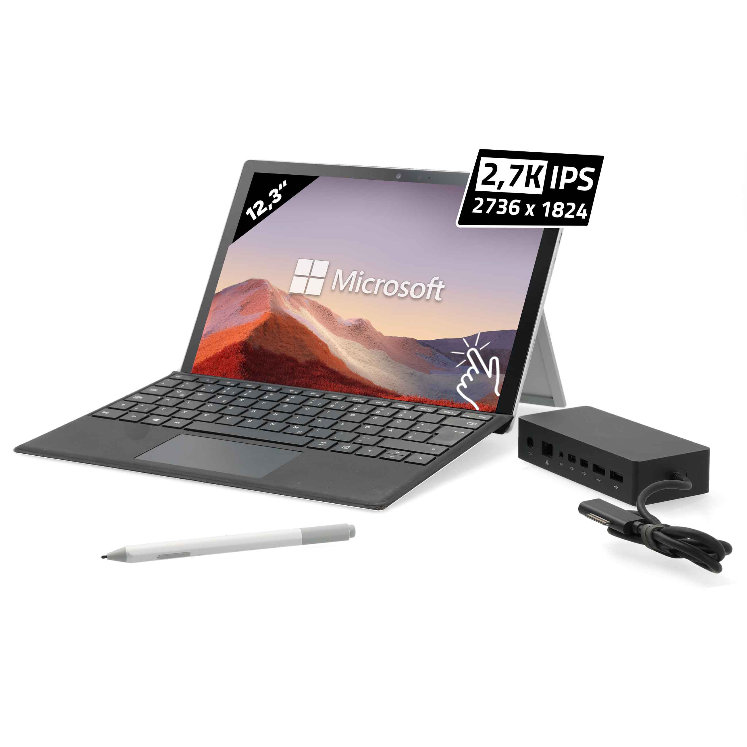 Microsoft Surface Pro 7 inkl. Dockingstation, Tastatur und StiftFair - AfB-refurbished – Ansicht 1